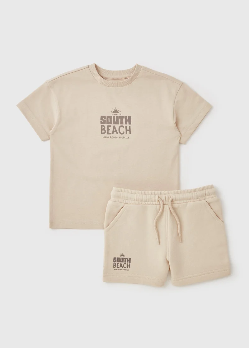 Matalan Boys Tan South Beach Top & Short Set